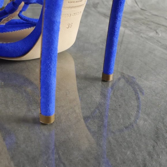 NIB Dsquared2 BABE WIRE Gold-Tone Chain Blue STILETTO HEELS Sz 6* US 36 EU ANB - Picture 7 of 13